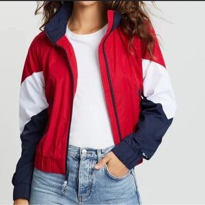 Hollister Red, White, and Navy Bomber Jacket